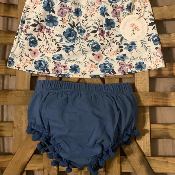 Blue Floral Tank & Matching Bummies Set - Picture 2 of 2